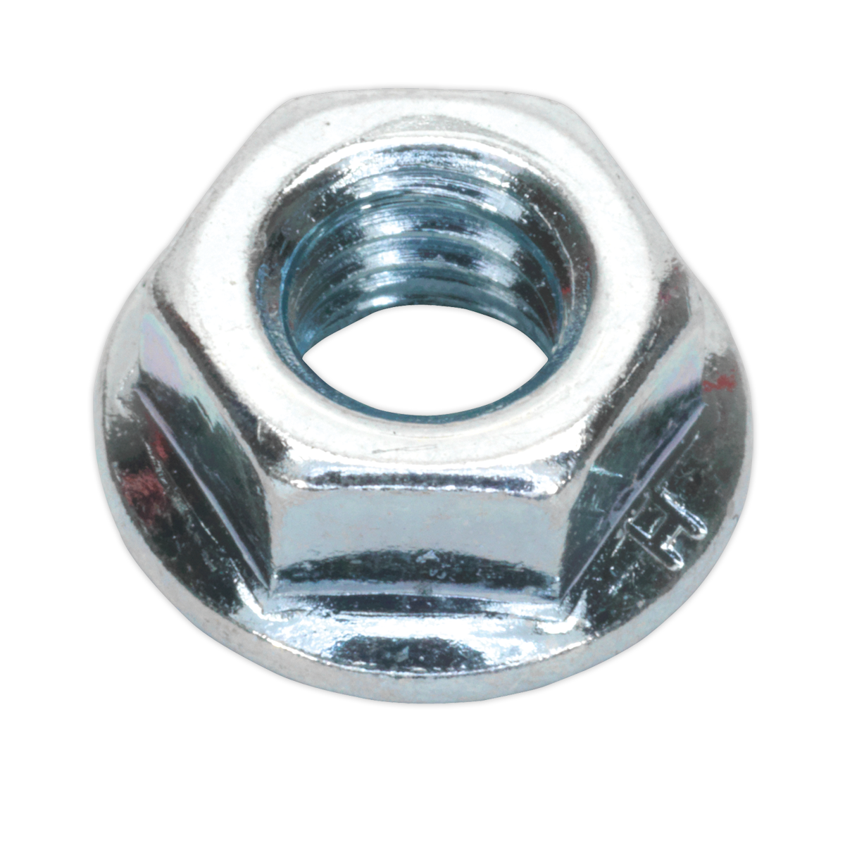 Sealey Flange Nut Serrated M6 Zinc Plated DIN 6923 Silver Pack of 100 Pieces FN6