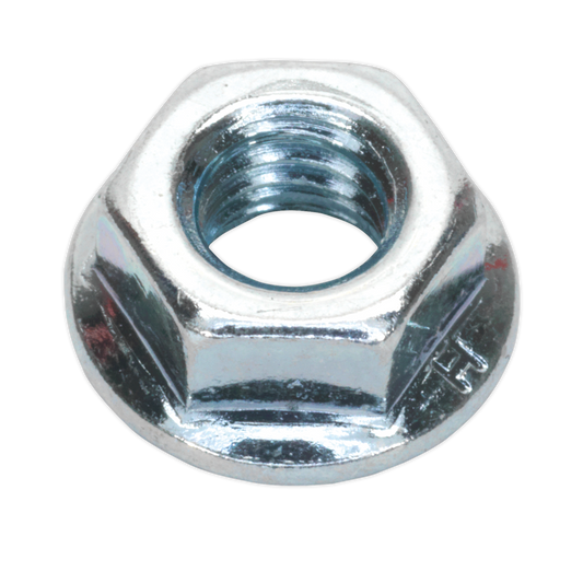 Sealey Flange Nut Serrated M6 Zinc Plated DIN 6923 Silver Pack of 100 Pieces FN6