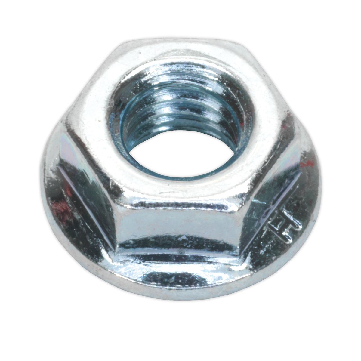 Sealey Flange Nut Serrated M8 Zinc Plated DIN 6923 Silver Pack of 100 Pieces FN8