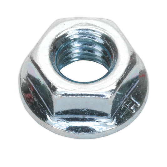 Sealey Flange Nut Serrated M8 Zinc Plated DIN 6923 Silver Pack of 100 Pieces FN8