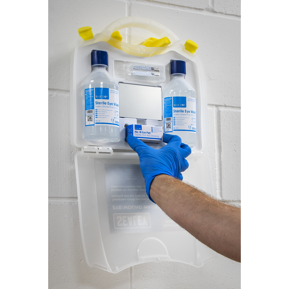 Sealey Eye Wound Wash Station Sterile Emergency Pack For Garages Workshops EWS01