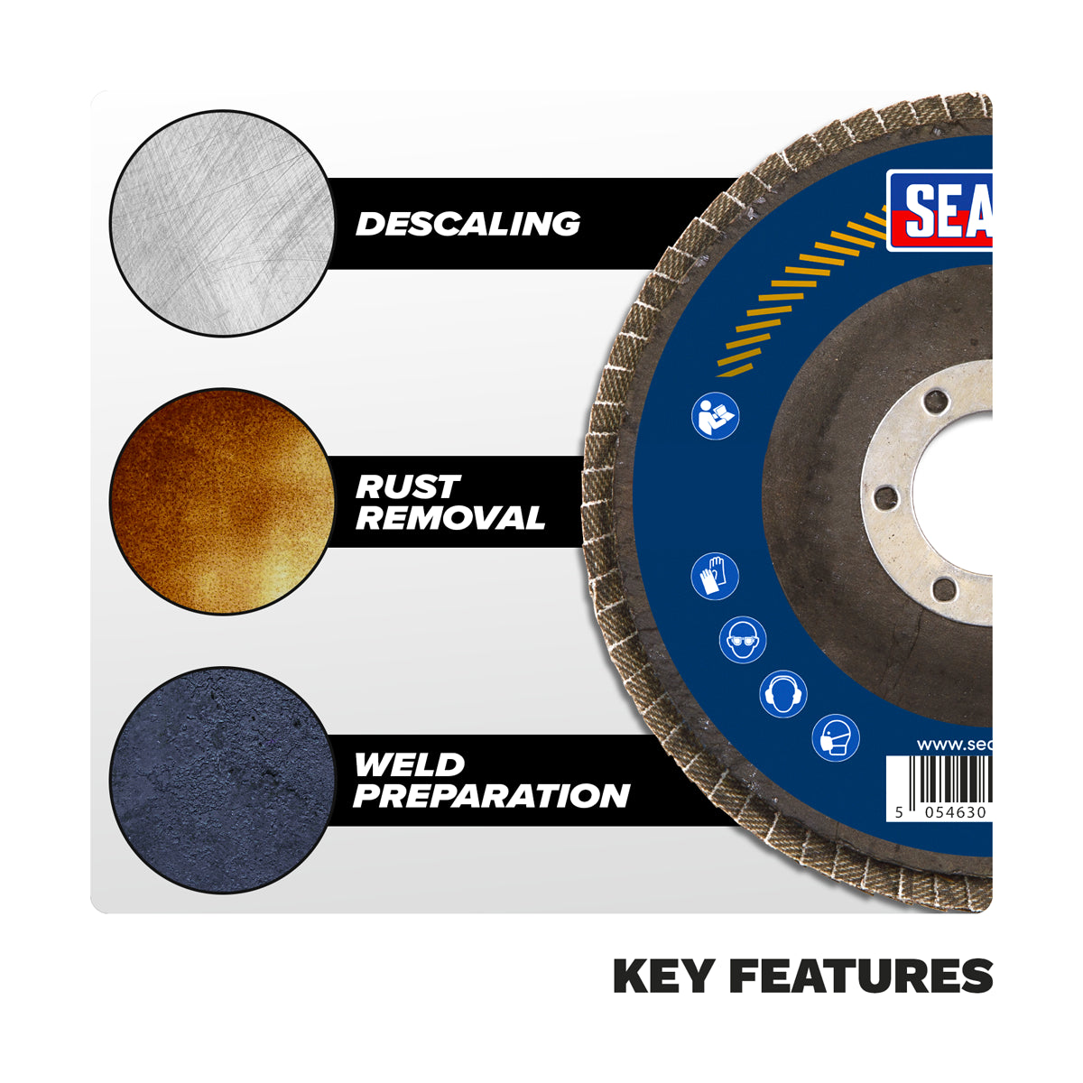 Sealey Flap Disc Zirconium Ø100mm 16mm Bore 80 Grit Abrasive Flaps FD10080