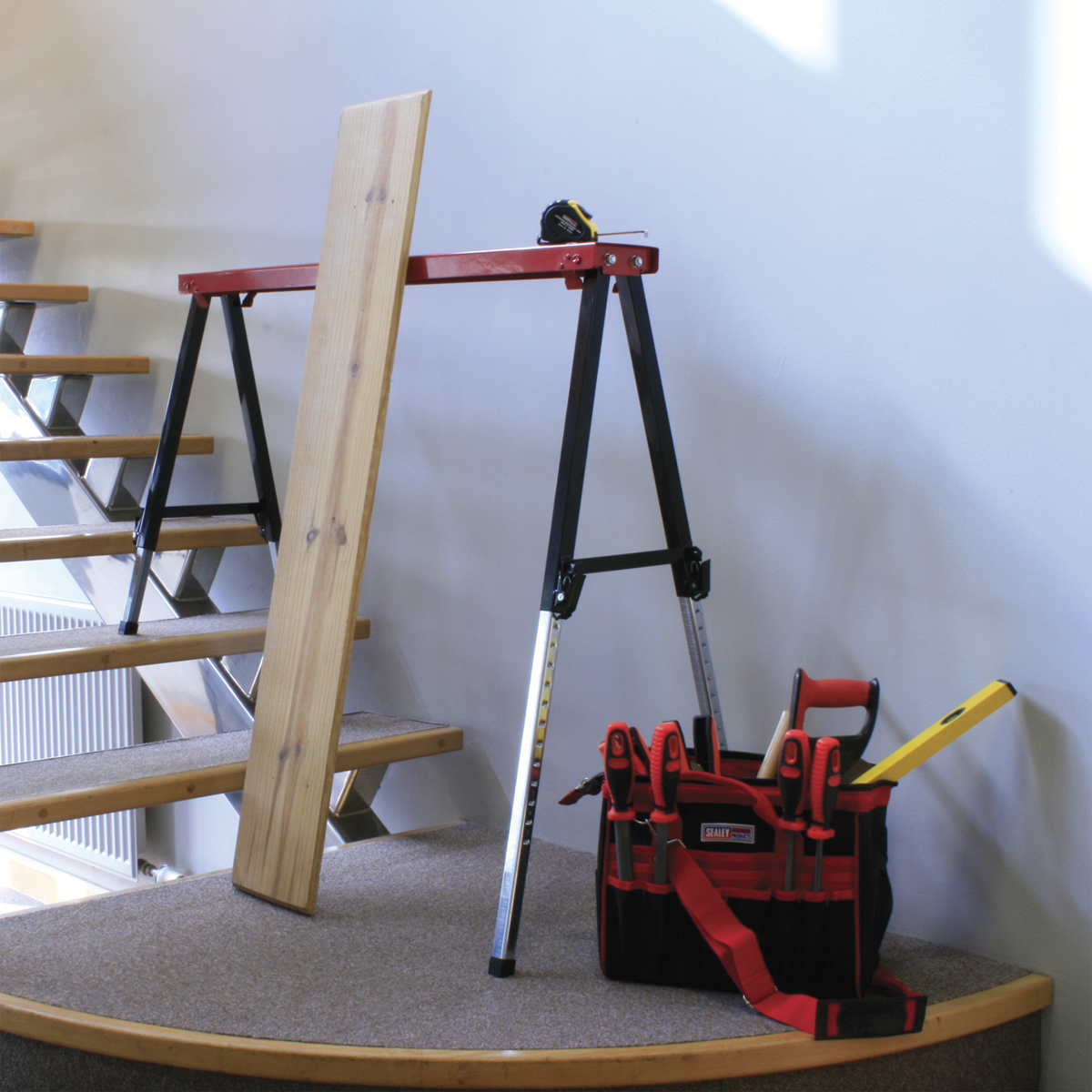 Sealey Fold Down Trestle Pair With Adjustable Height Legs & Anti-Slip Mat FTAL12