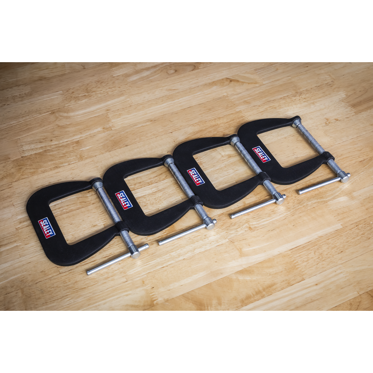 Sealey Junior C-Clamp Set 64mm x 64mm Jaw Opening/Throat Depth 4 Pieces GCC01