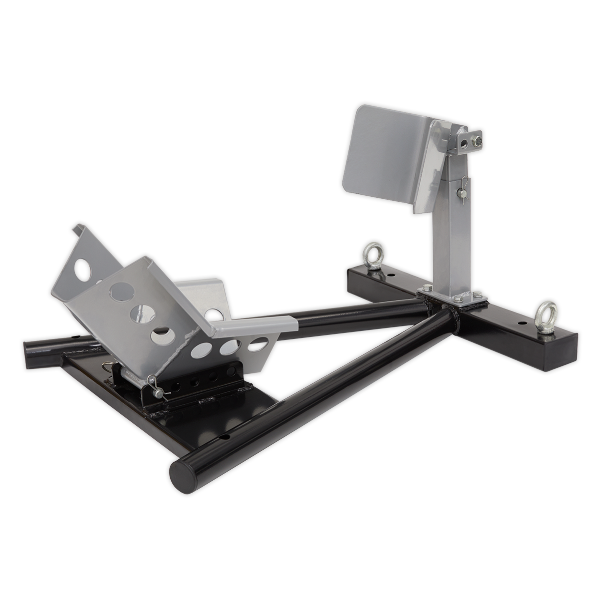 Sealey Motorcycle Heavy Duty Front Wheel Chock W/ Pivot Clamp Silver/Black FPS7