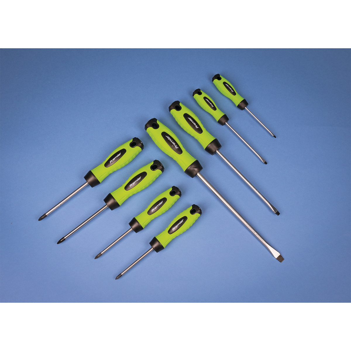 Sealey Screwdriver Set With Ergonomically Shaped Handles 8 Pieces Hi-Vis HV001