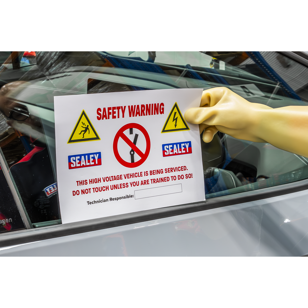 Sealey Hybrid/Electric Vehicle Warning Sign Wipeable Gloss Finish HYBRIDSIGN