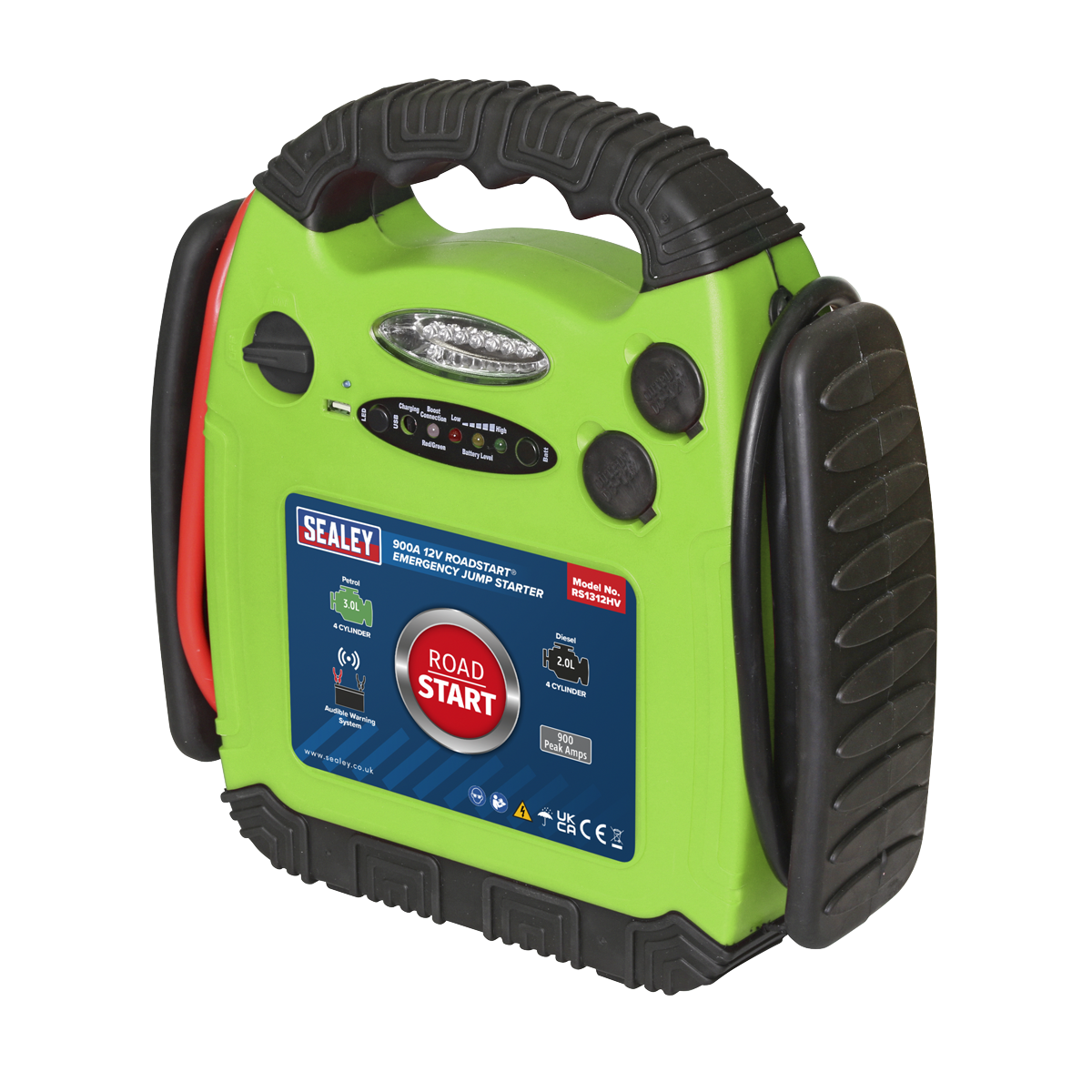 Sealey RoadStart Emergency Power Pack 12V 900 Peak Amps Hi-Vis Green RS1312HV