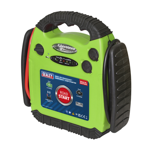 Sealey RoadStart Emergency Power Pack 12V 900 Peak Amps Hi-Vis Green RS1312HV