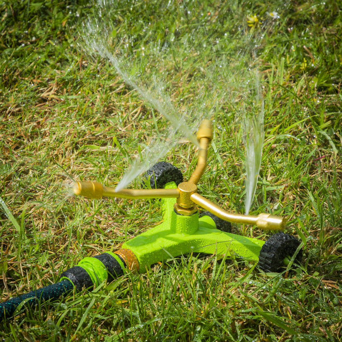 Sealey 3-Arm Brass Sprinkler Ø10m Maximum With Metal Wheeled Base JS2032
