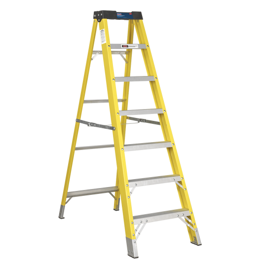 Sealey Step Ladder Fibreglass 6 Steps 150kg Capacity 1.95m Height Anti Slip FSL7