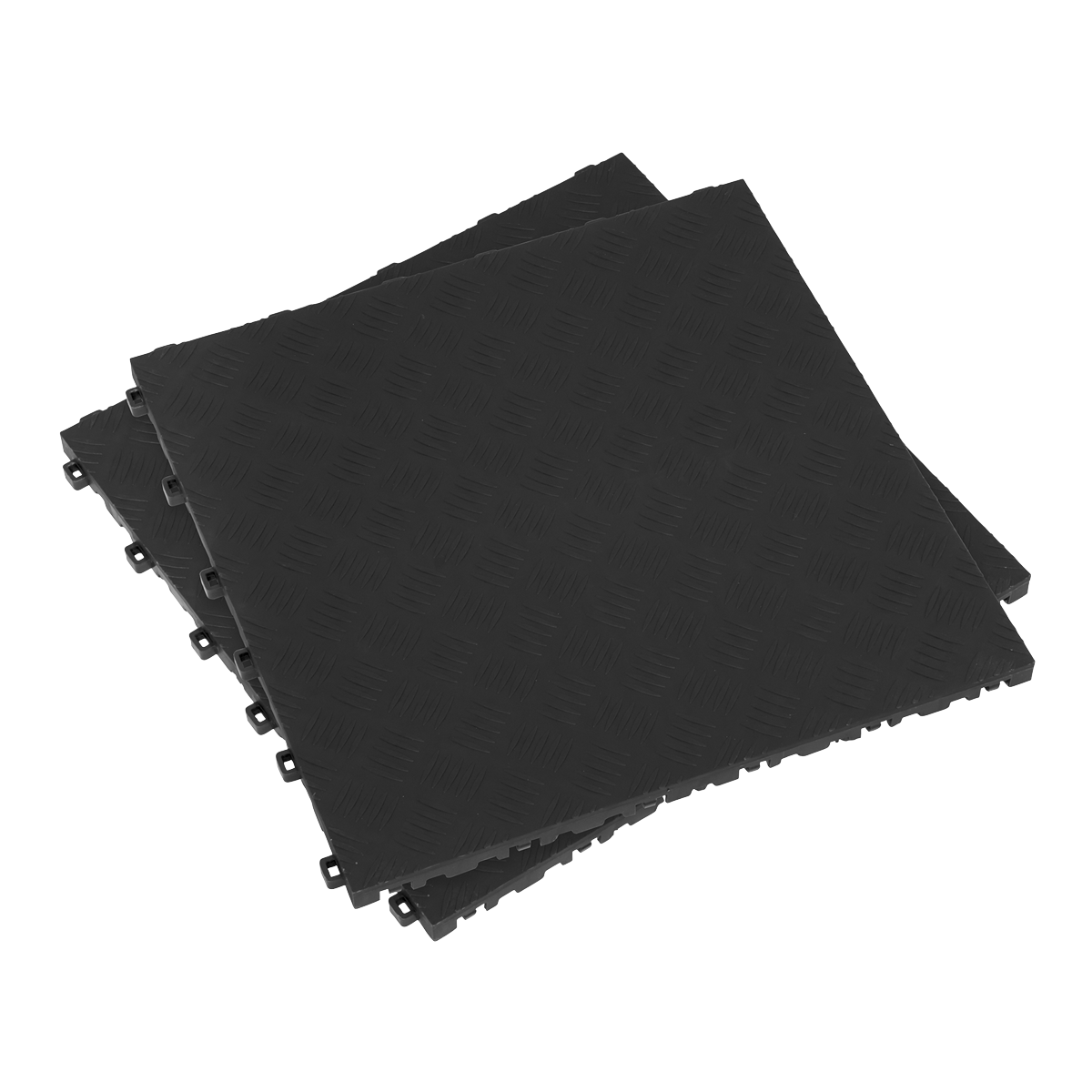 Sealey 400 x 400mm Polypropylene Floor Tile - Black Treadplate - Pack of 9 FT3B