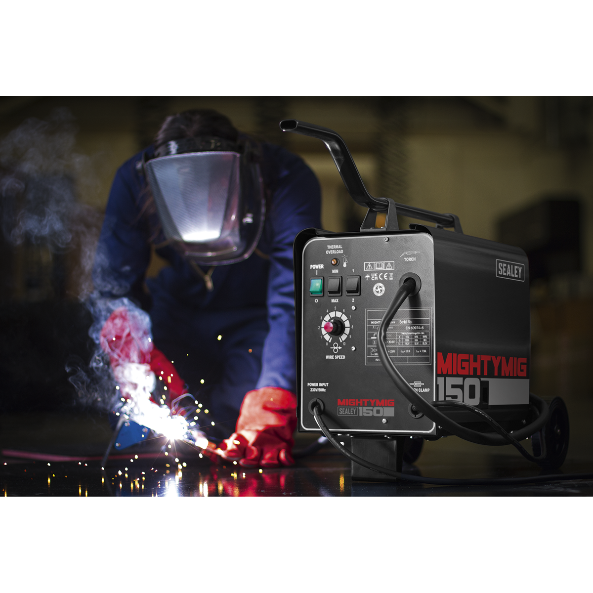 Sealey Professional Gas/No-Gas MIG Welder Ready-To-Go 150Amp 230V MIGHTYMIG150