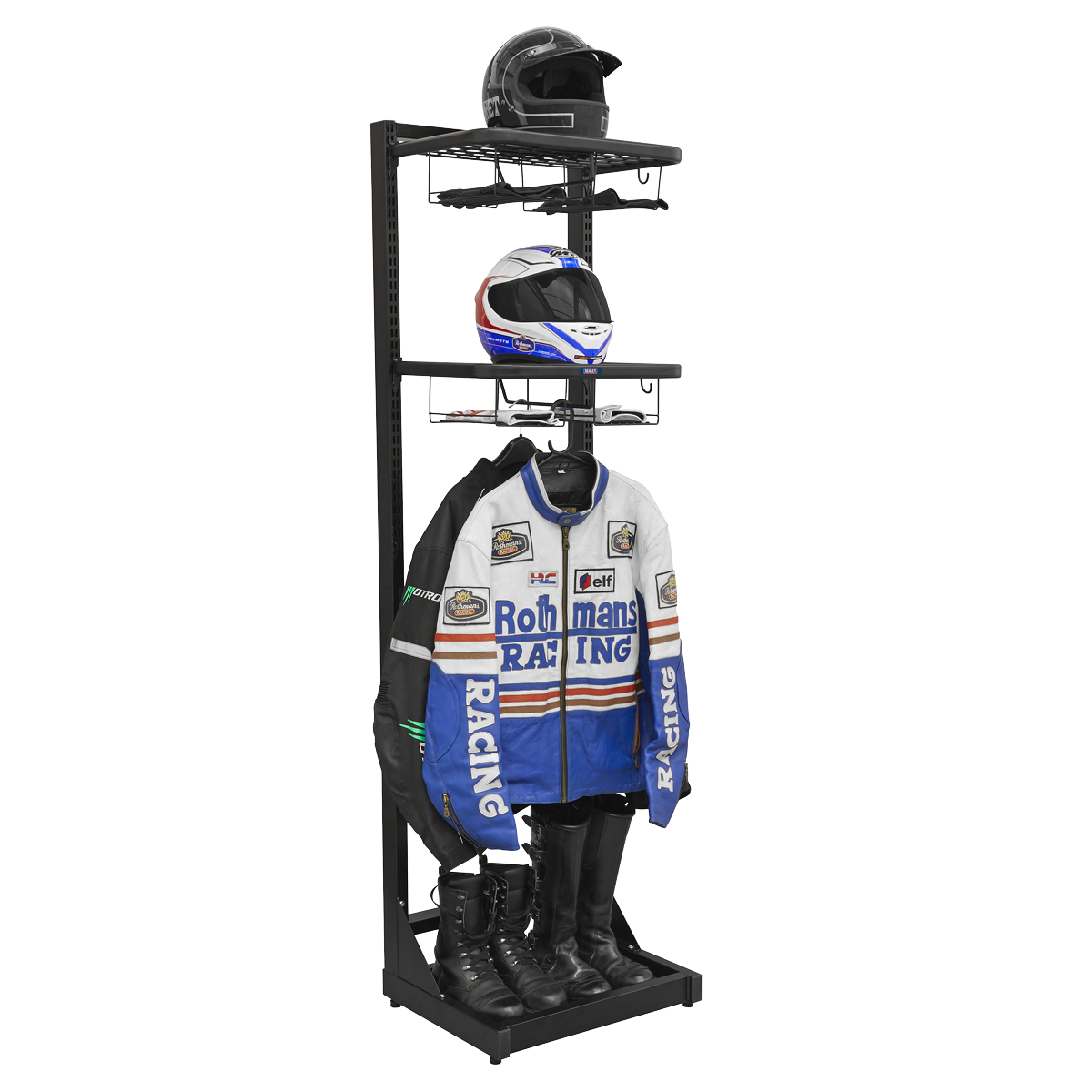Sealey Motorcycle Helmet Gear Tidy Freestanding Steel Adjustable Shelves MS081FS