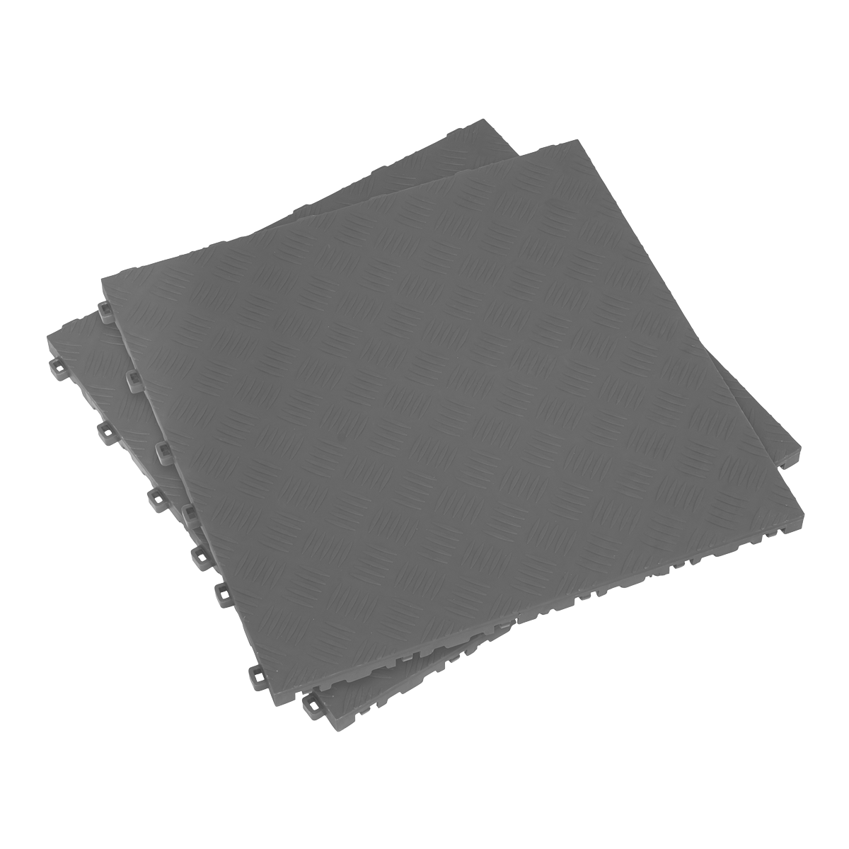 Sealey 400 x 400mm Polypropylene Floor Tile - Grey Tread Plate - Pack of 9 FT3G