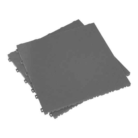 Sealey 400 x 400mm Polypropylene Floor Tile - Grey Tread Plate - Pack of 9 FT3G