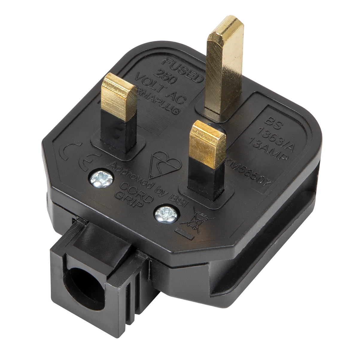 Sealey Rubber Plug 13Amp Heavy Duty Garage & Workshop Use - Black PL/13/3S
