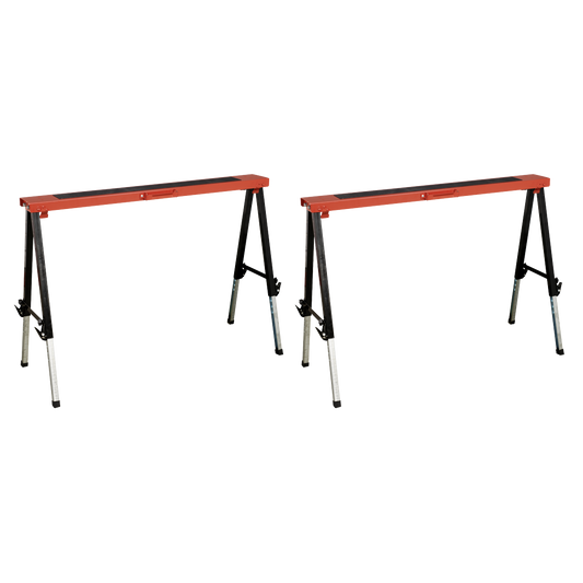 Sealey Fold Down Trestle Pair With Adjustable Height Legs & Anti-Slip Mat FTAL12