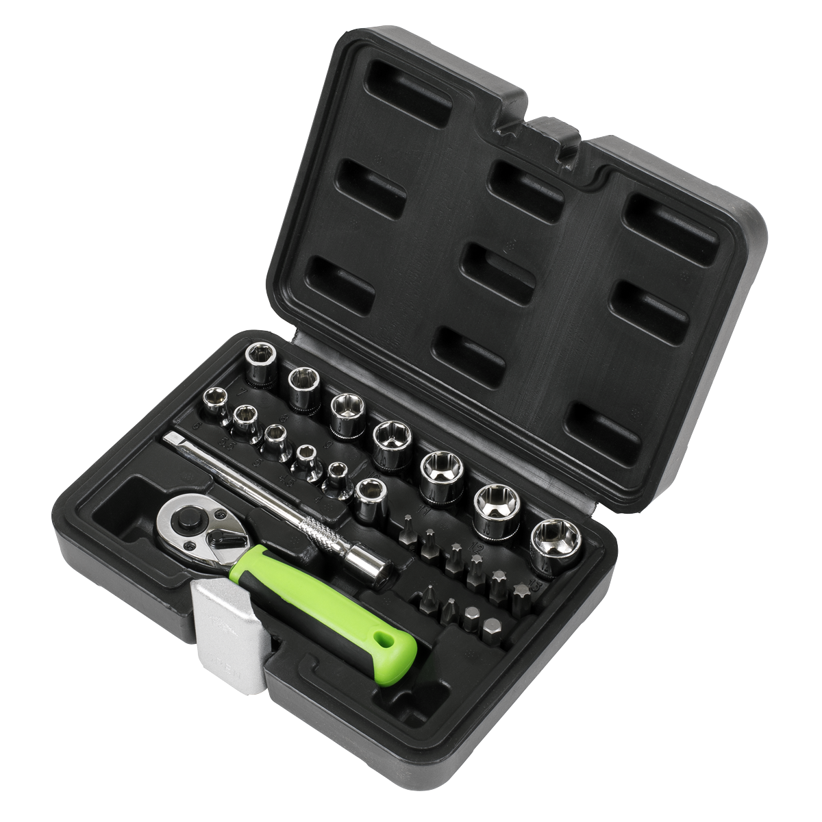 Sealey Socket Set 25 Pieces 1/4" Square Drive Metric With Mirror Finish S01233