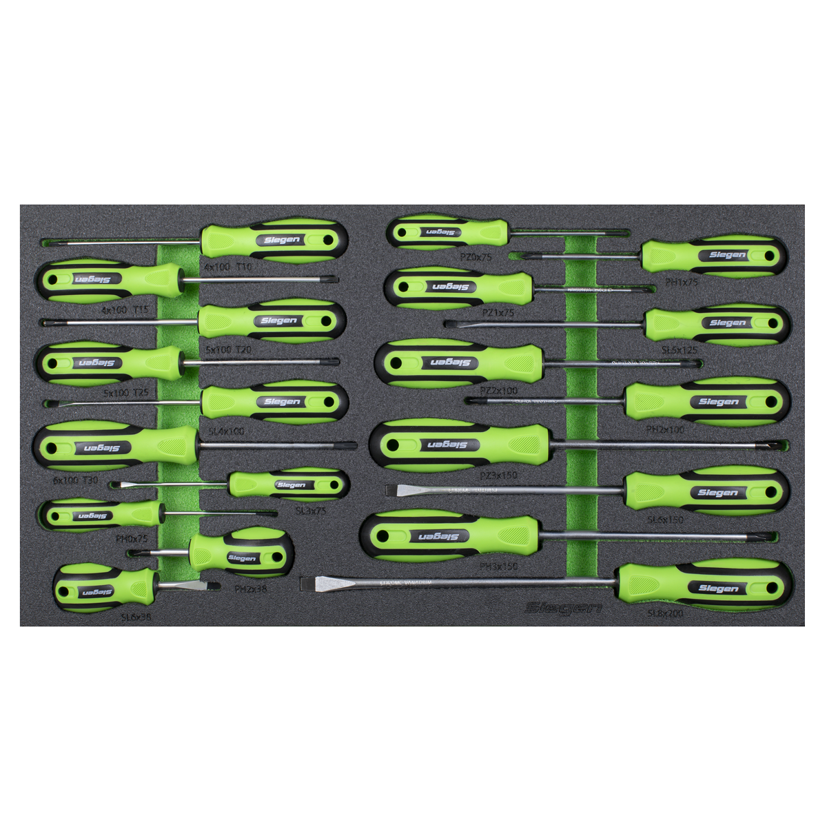 Sealey Siegen Screwdriver Set With Foam Storage Tool Tray 20 Pieces S01276