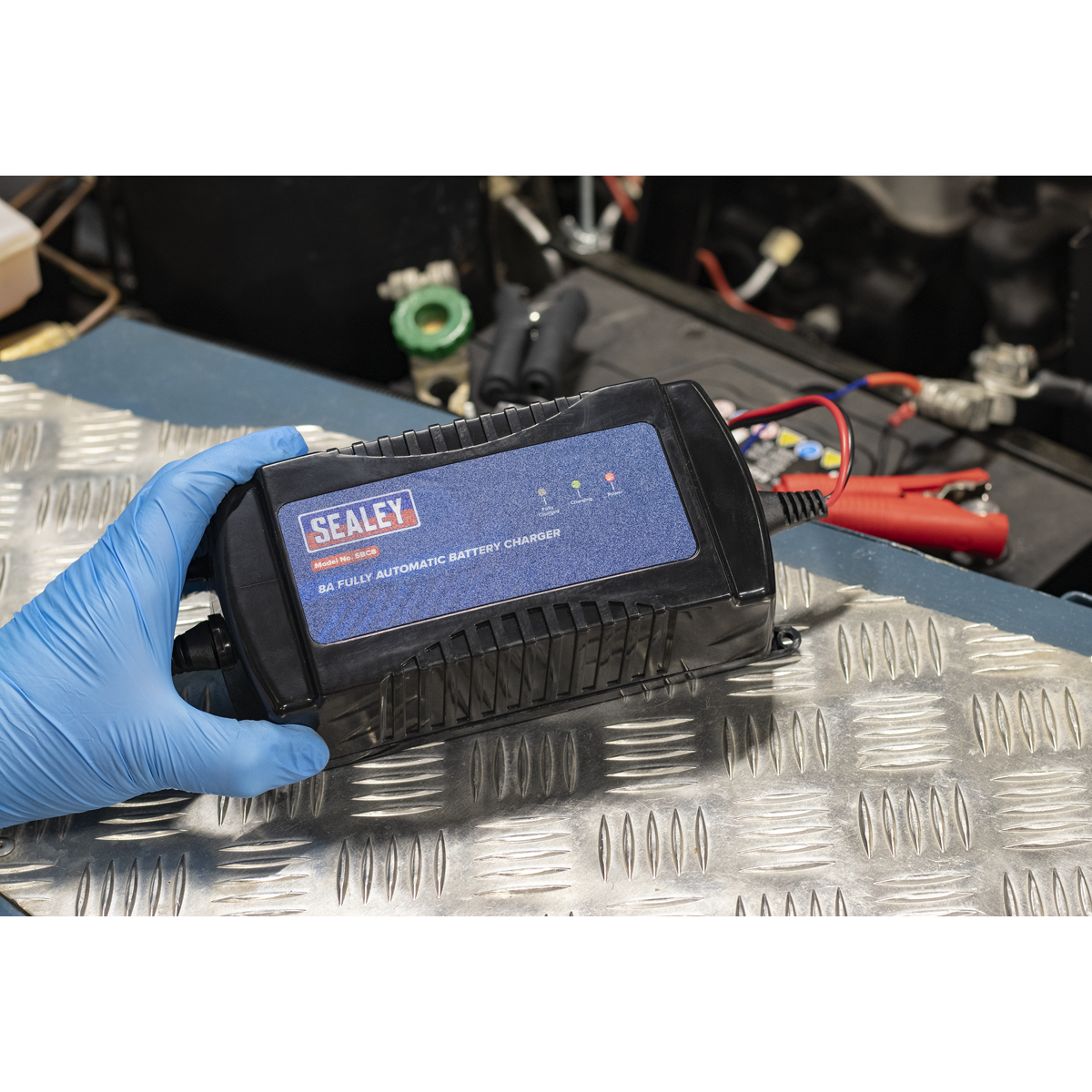 Sealey 12V 8A Automatic Battery Charger & Maintainer Charge 40-10Ah IP33 SBC8