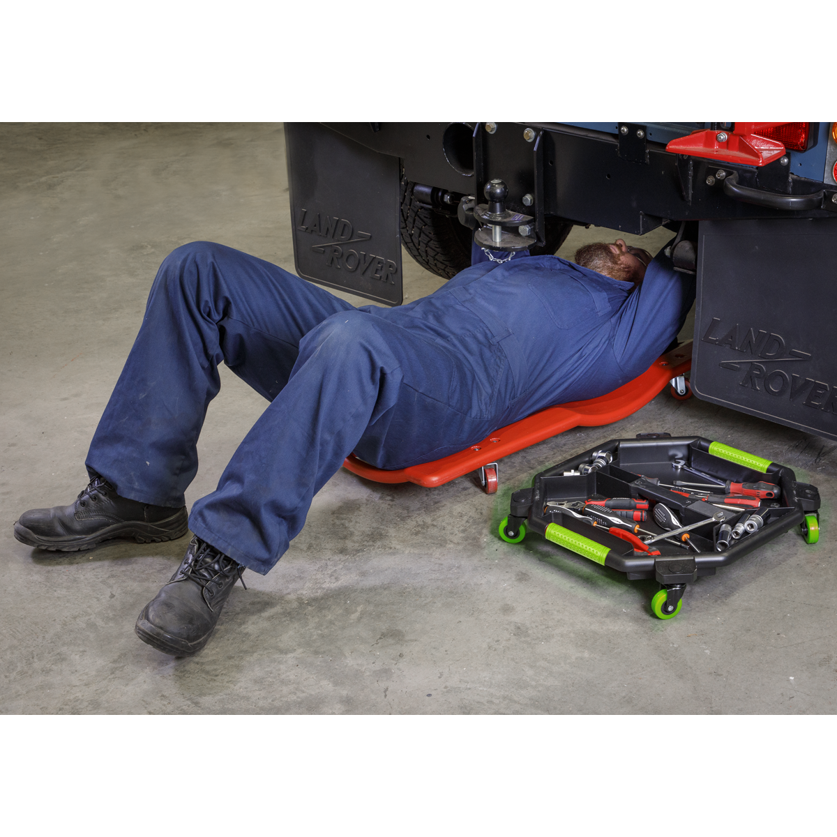 Sealey Creeper Tool Tray Organiser With 360° Plastic Swivel Wheels HiVis SCR86HV