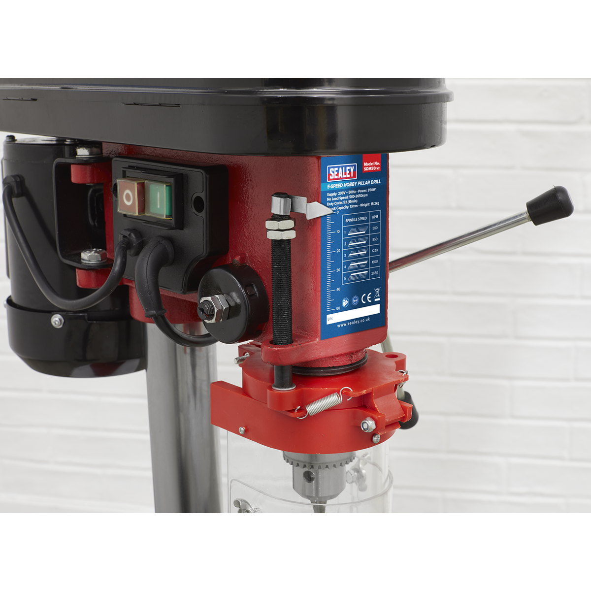 Sealey Pillar Drill 5-Speed Hobby Model 580mm Height 350W/230V 5-Speed SDM30