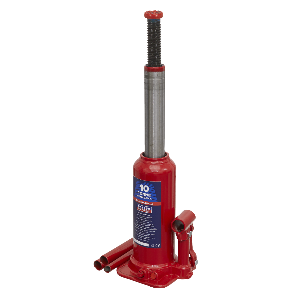 Sealey Bottle Jack Lift With Overload Valve & 2-Piece Handle 10 Tonne SJ10