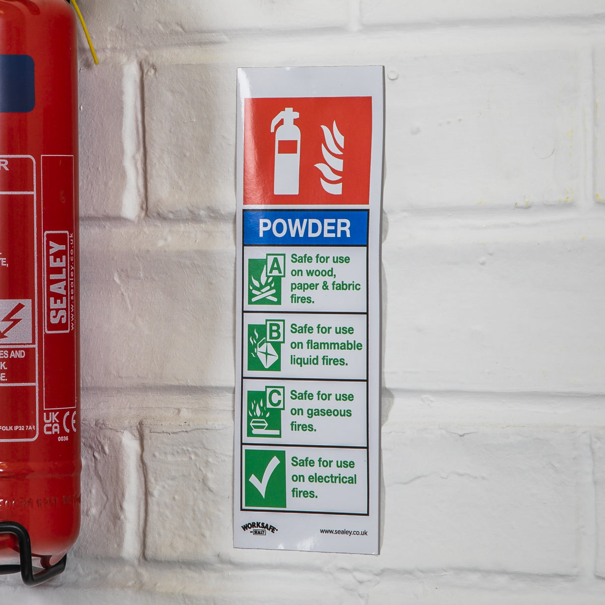 Sealey Safe Conditions Safety Sign Powder Fire Extinguisher Rigid Plastic SS52P1