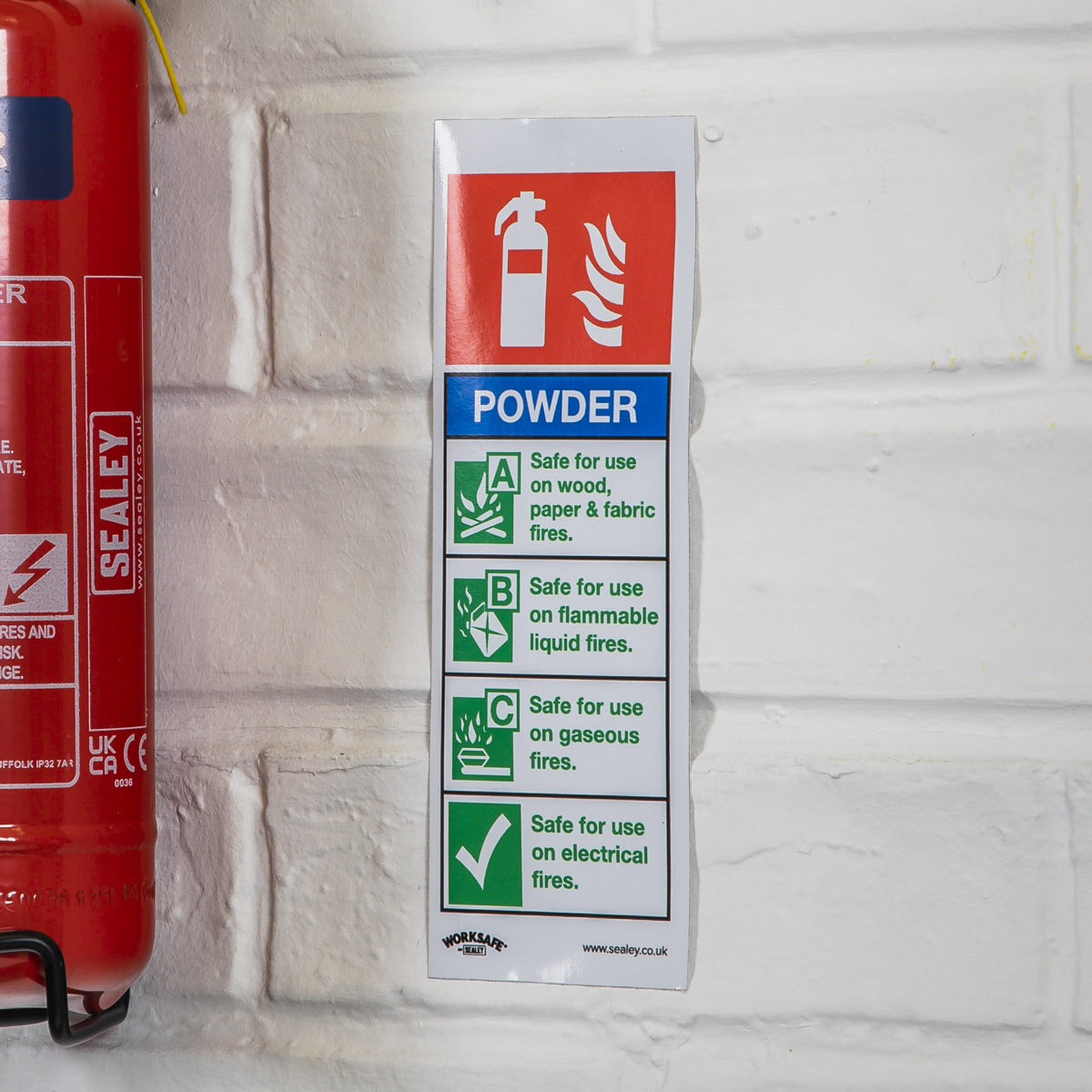 Sealey Safe Conditions Sign Powder Fire Extinguisher Self-Adhesive Vinyl SS52V1