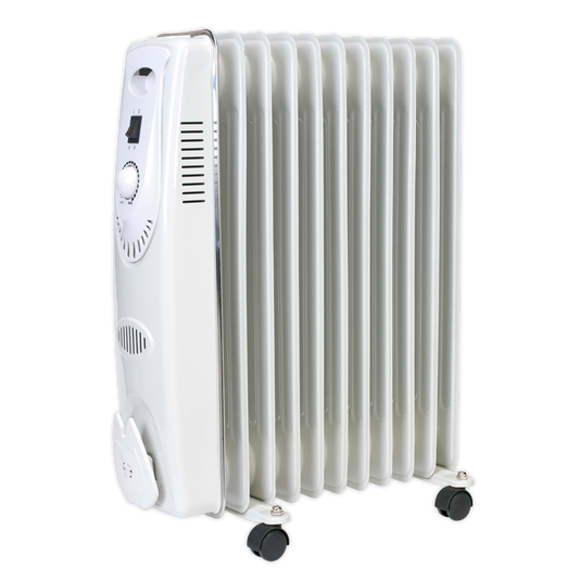 Sealey Oil Filled Radiator 2500W/230V 11 Element Safety Tip-Over Switch RD2500