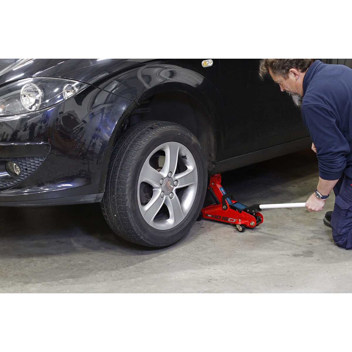 Sealey Trolley Jack 1.5 Tonne Short Chassis One-Piece Pumping Handle 1015CX
