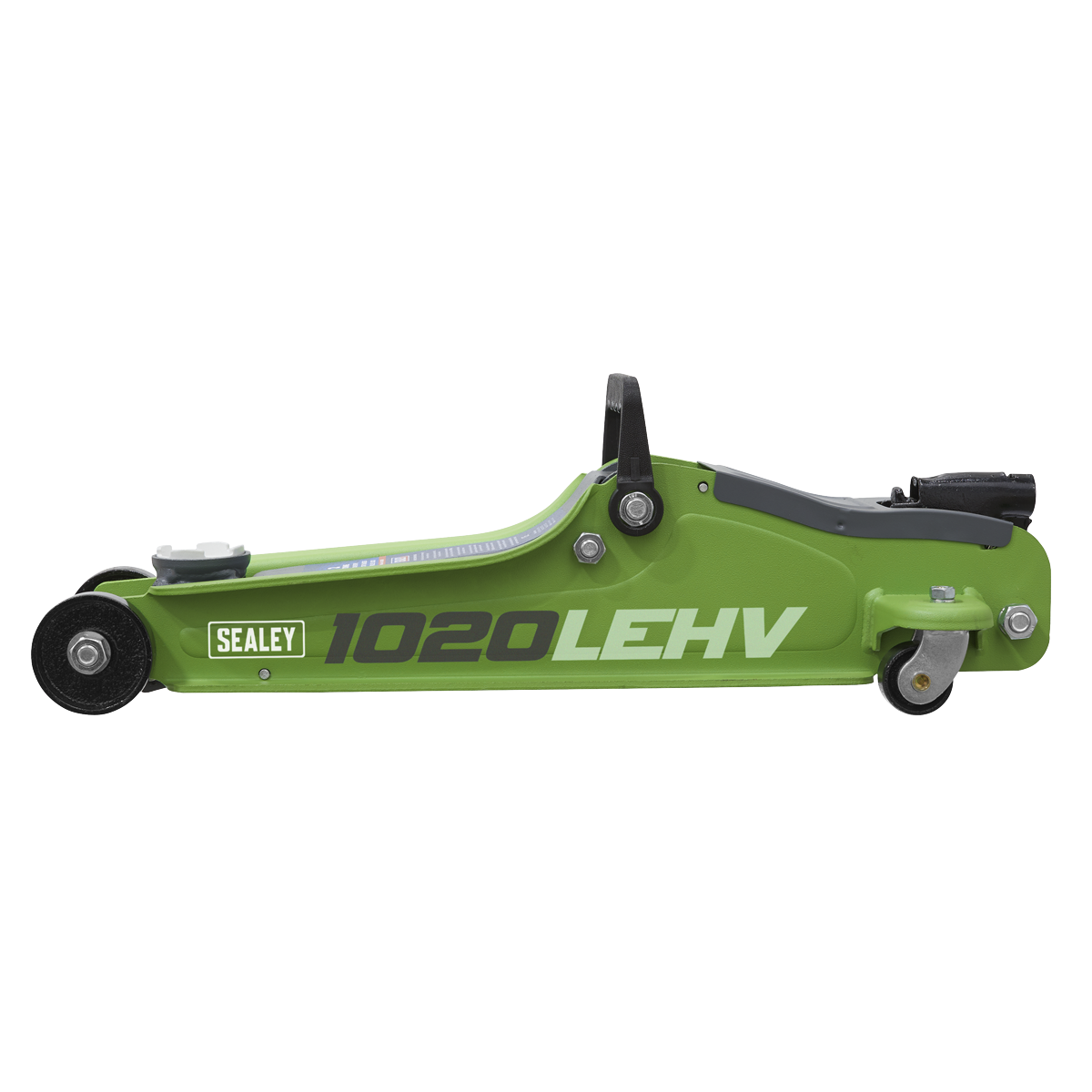 Sealey 2 Tonne Trolley Jack Low Entry Short Chassis Hi-Vis Green 1020LEHV