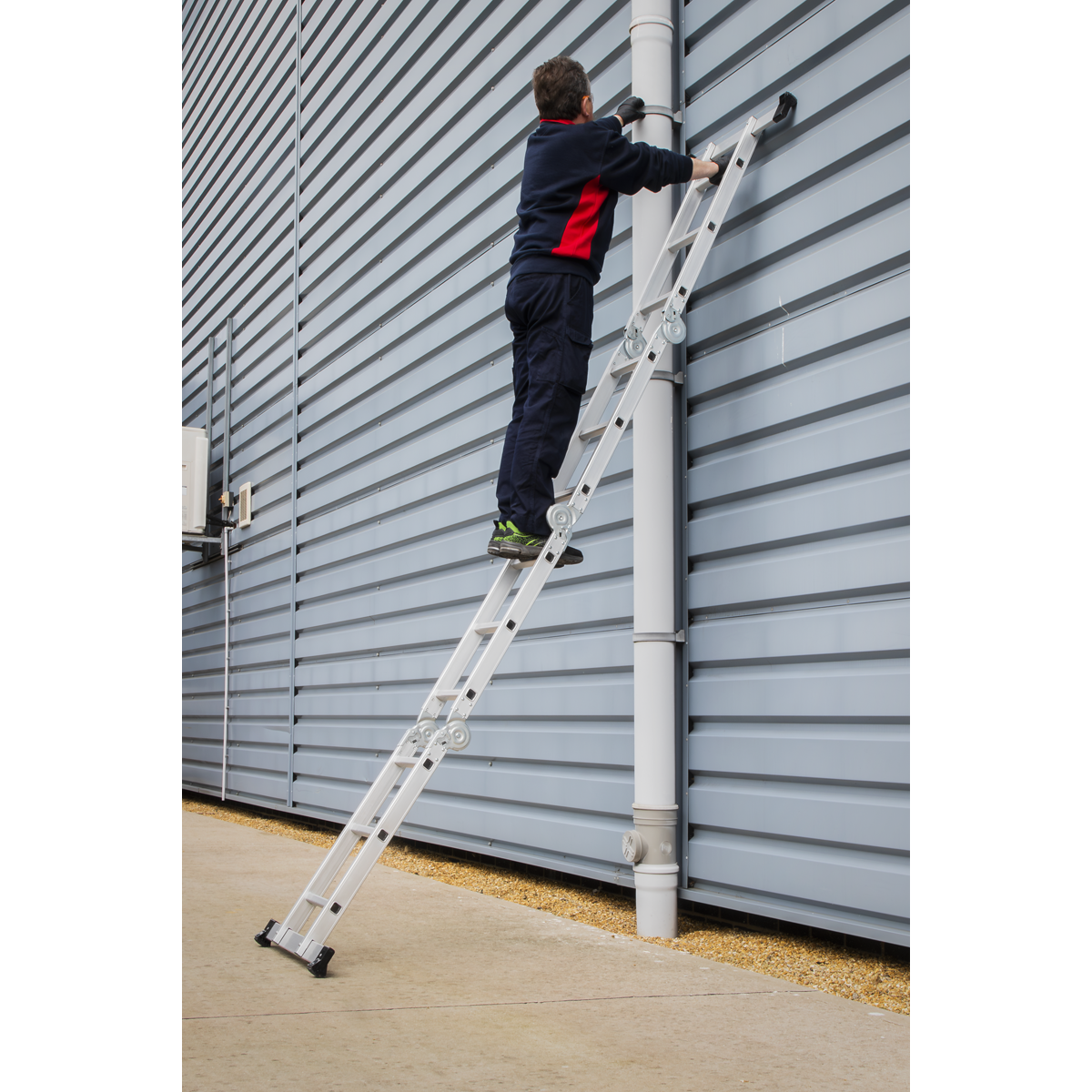 Sealey Aluminium Folding Platform Ladder 4-Way EN 131 Approved Silver AFPL1