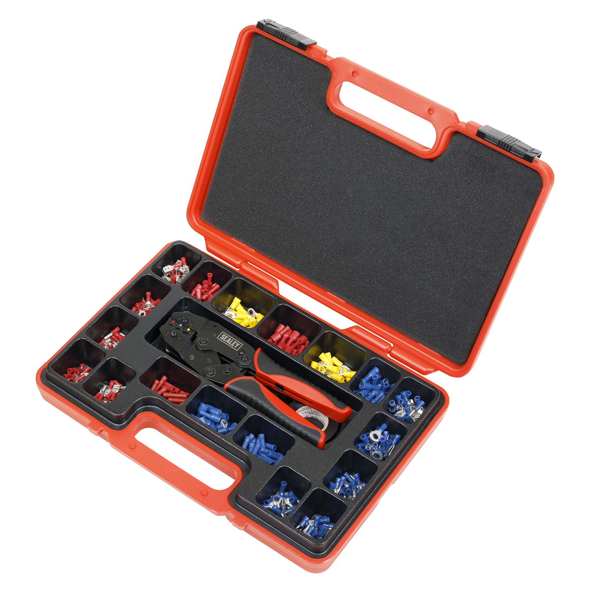 Sealey Ratchet Crimping Tool Kit With Laminated Steel Jaws 552 Pieces AK386