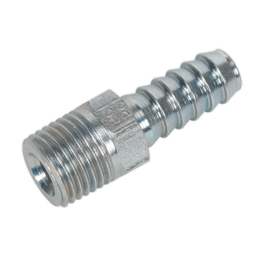 Sealey Screwed Tailpiece Male 1/4" BSPT - 5/16" Hose Silver - Pack of 5 AC39