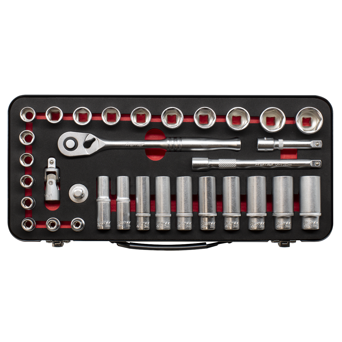 Premier Platinum Socket Set 3/8" Square Drive 32 Pieces Chrome Vanadium Steel