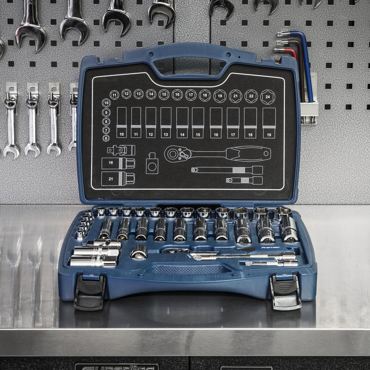 Sealey Socket Set 34 Pieces 3/8" Square Drive 6 Point WallDrive Metric AK8991