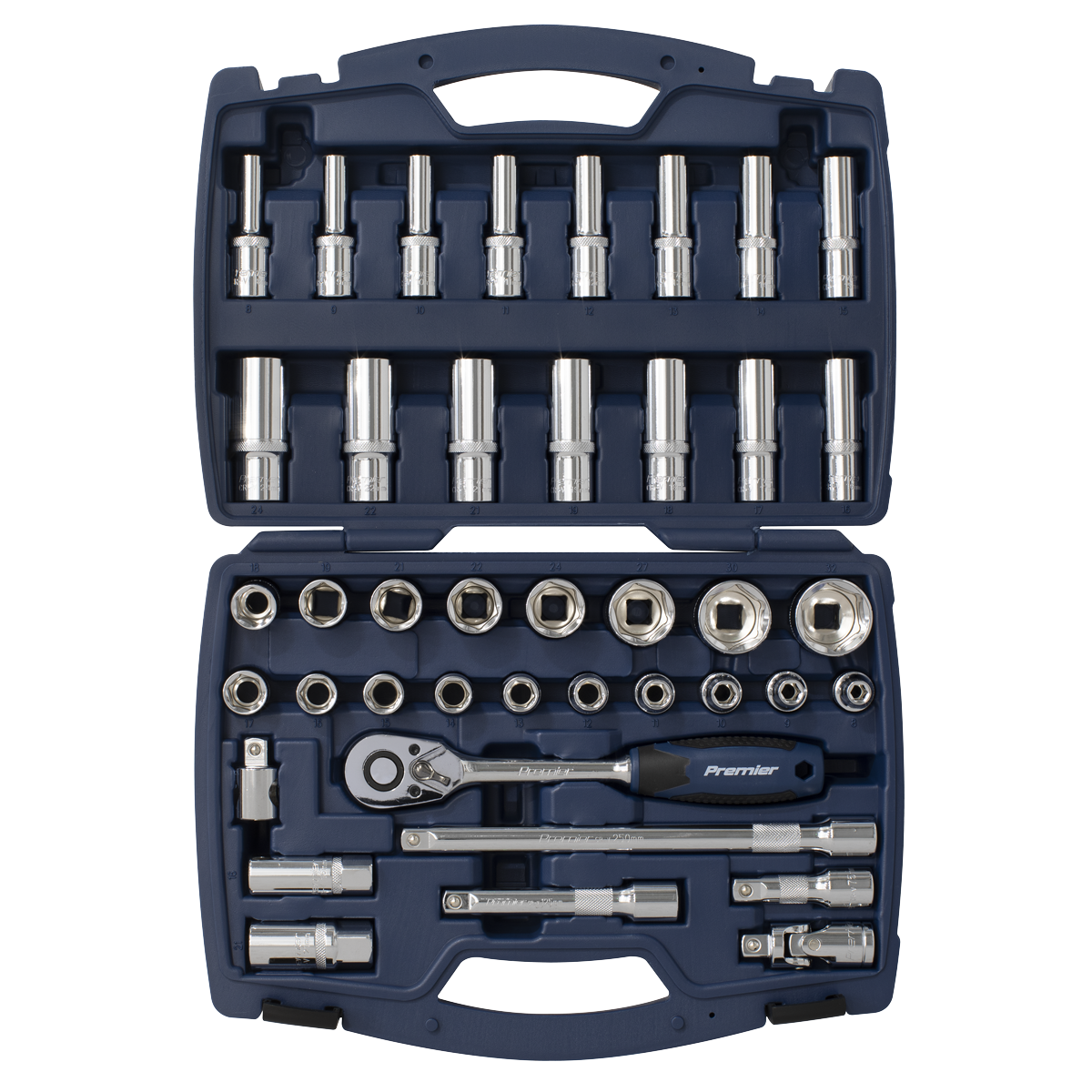 Sealey Socket Set 41 Pieces 1/2" Square Drive 6 Point WallDrive Metric AK8993