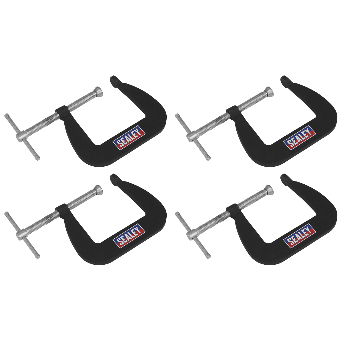 Sealey Junior C-Clamp Set 64mm x 64mm Jaw Opening/Throat Depth 4 Pieces GCC01
