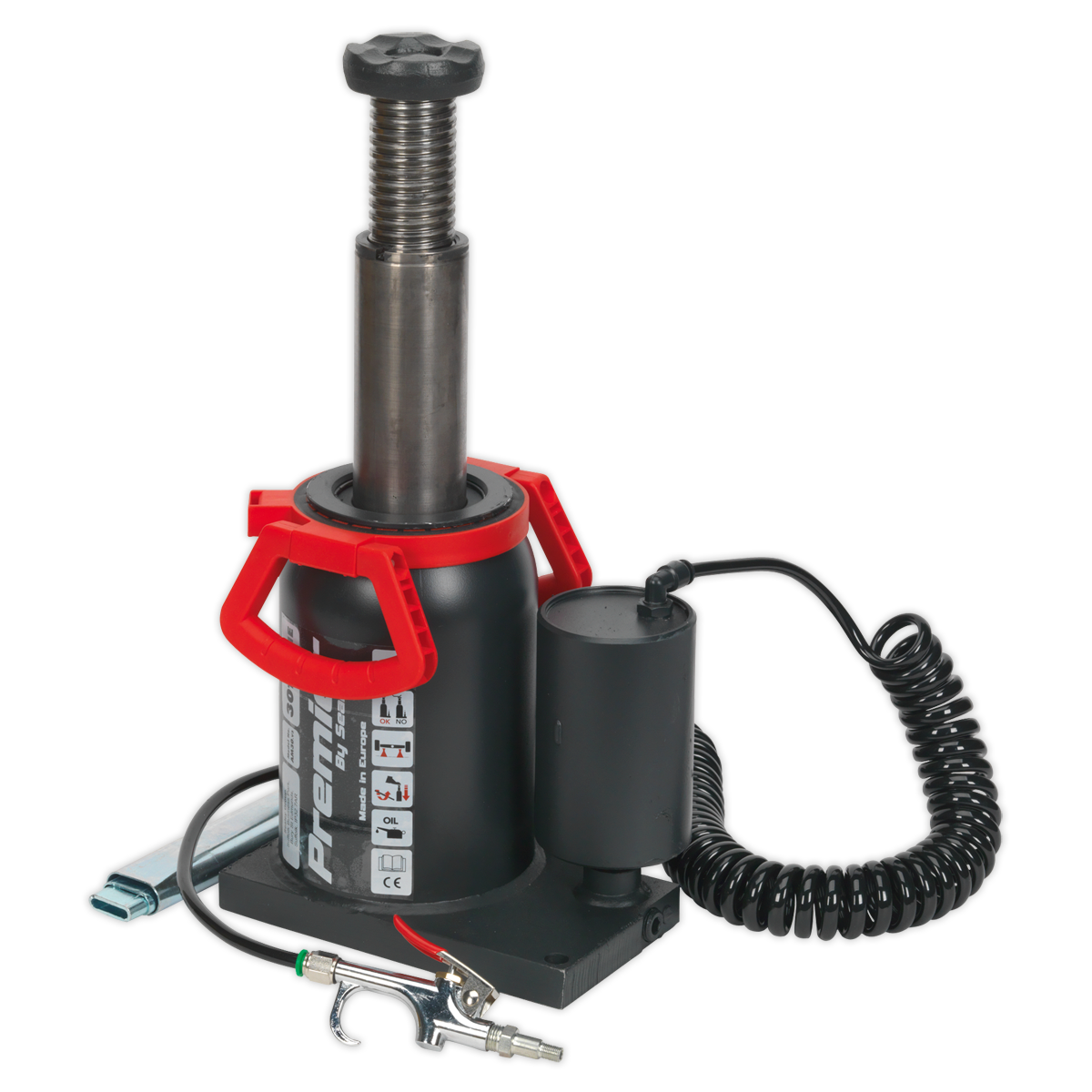 Sealey Bottle Jack 30 Tonne Manual/Air Hydraulic 90° Rotating Pump AM30