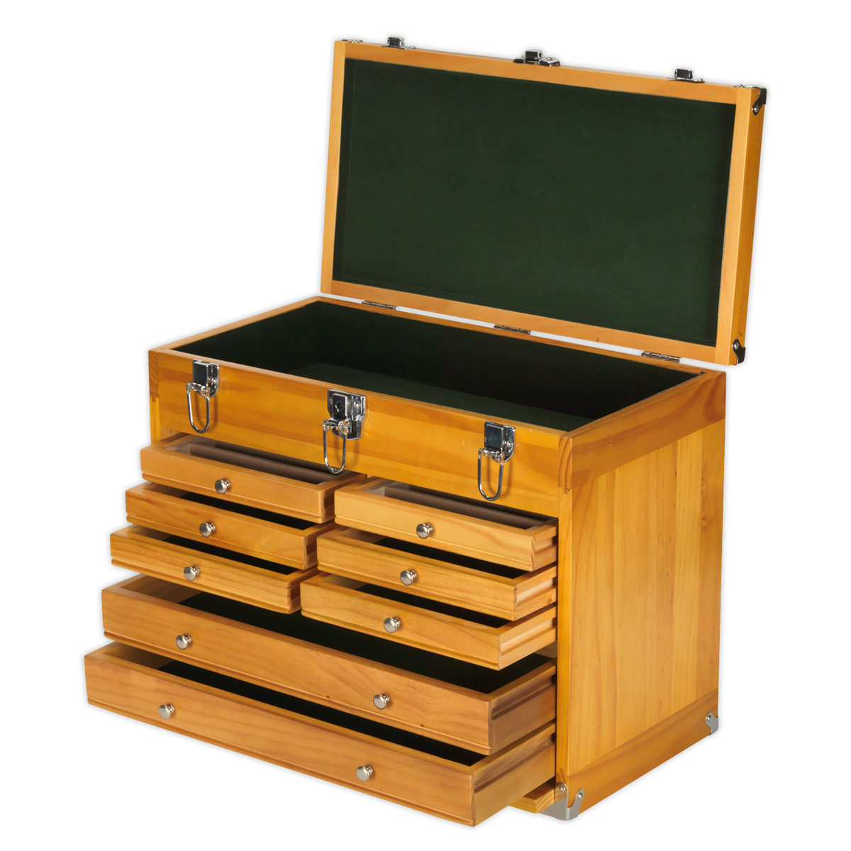 Sealey Machinist Toolbox 8 Slide Drawers Tool Storage Walnut Finish AP1608W