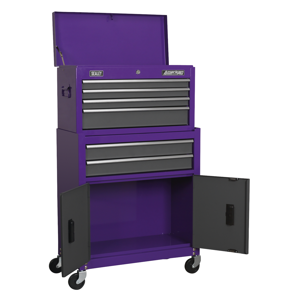 Sealey Topchest Rollcab 6 Drawers Ball Bearing Runners Purple/Grey AP2200BBCP