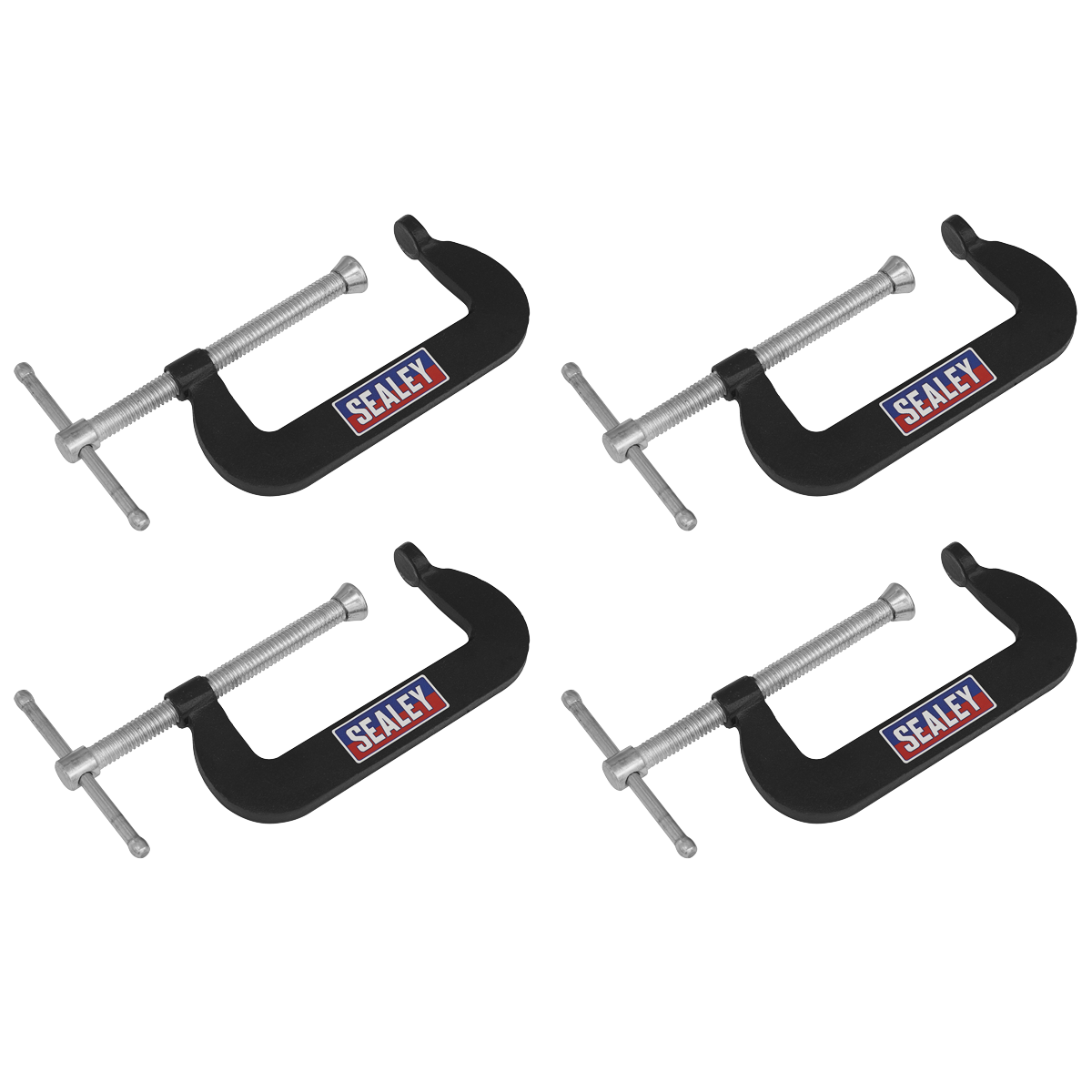 Sealey Junior C-Clamp Set 76mm x 35mm Jaw Opening/Throat Depth 4 Pieces GCC02