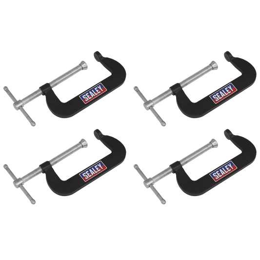 Sealey Junior C-Clamp Set 76mm x 35mm Jaw Opening/Throat Depth 4 Pieces GCC02
