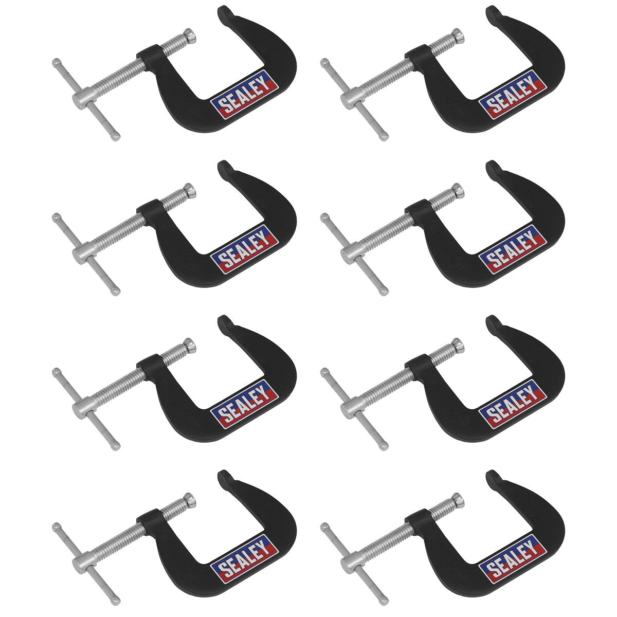 Sealey Junior C-Clamp Set 38mm x 38mm Jaw Opening/Throat Depth 8 Pieces GCC03