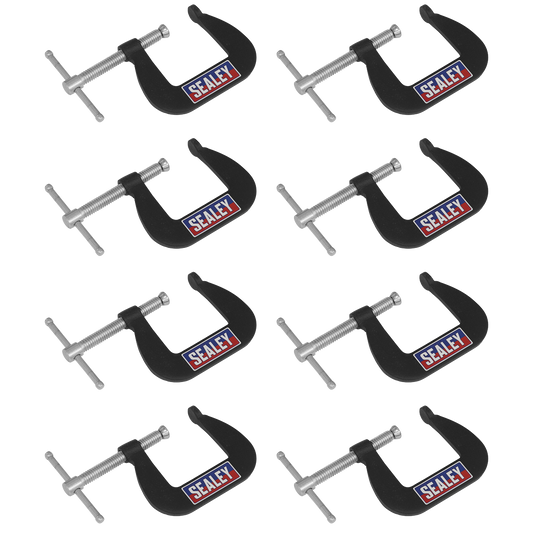 Sealey Junior C-Clamp Set 38mm x 38mm Jaw Opening/Throat Depth 8 Pieces GCC03