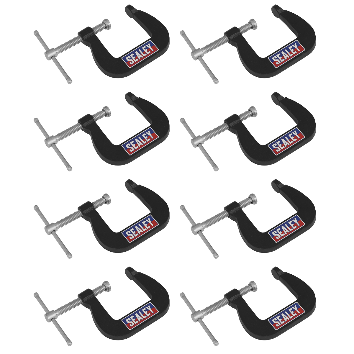 Sealey Junior C-Clamp Set 28mm x 28mm Jaw Opening/Throat Depth 8 Pieces GCC05