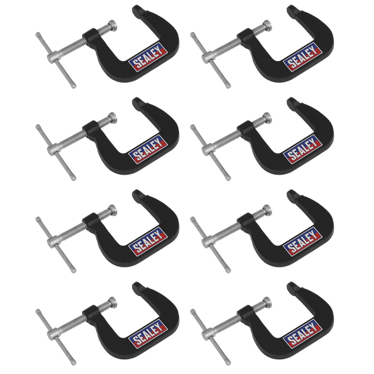 Sealey Junior C-Clamp Set 28mm x 28mm Jaw Opening/Throat Depth 8 Pieces GCC05