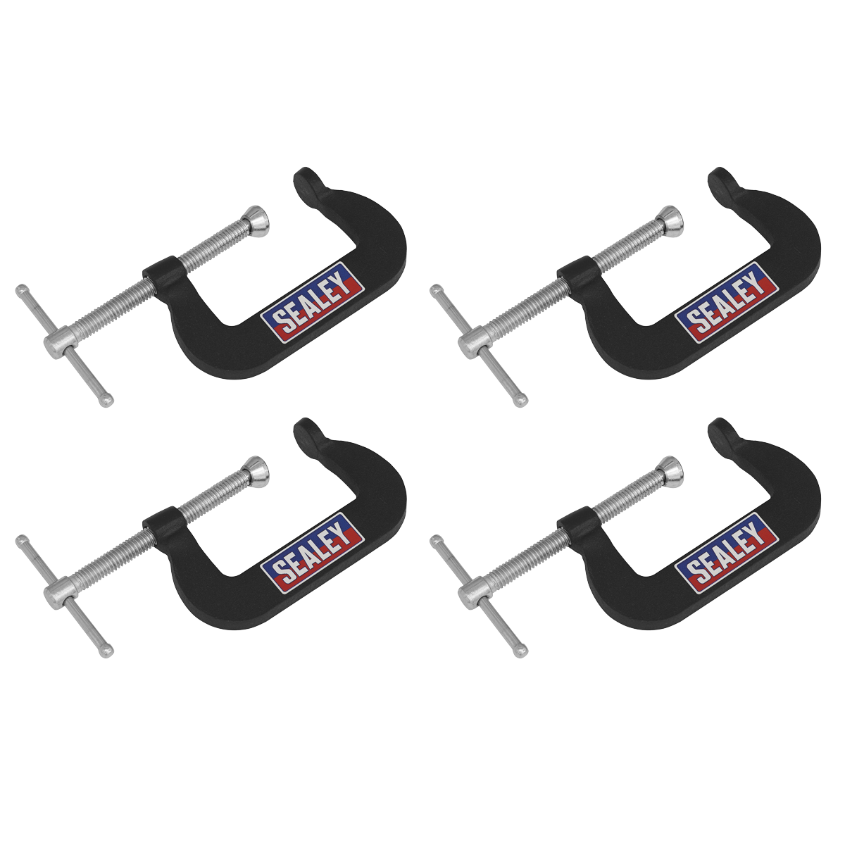 Sealey Junior C-Clamp Set 51mm x 32mm Jaw Opening/Throat Depth 4 Pieces GCC06